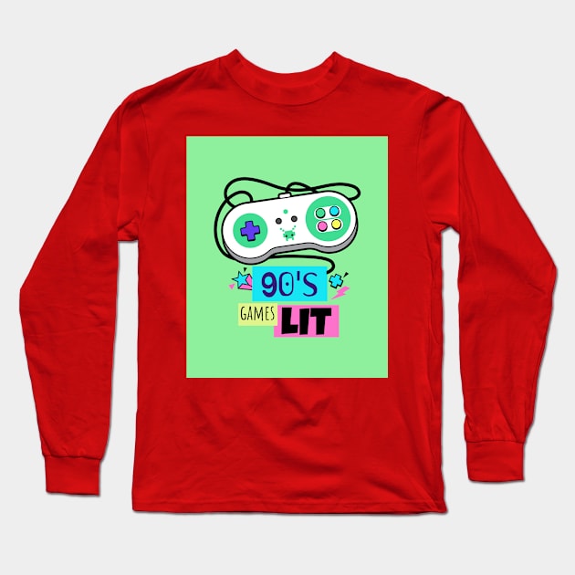 90's Games Lit Long Sleeve T-Shirt by BreezyDesigns